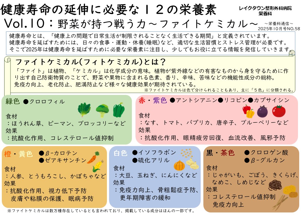 10月 野菜が持つ戦う力～ファイトケミカル～ - 医療法人社団 髙志館